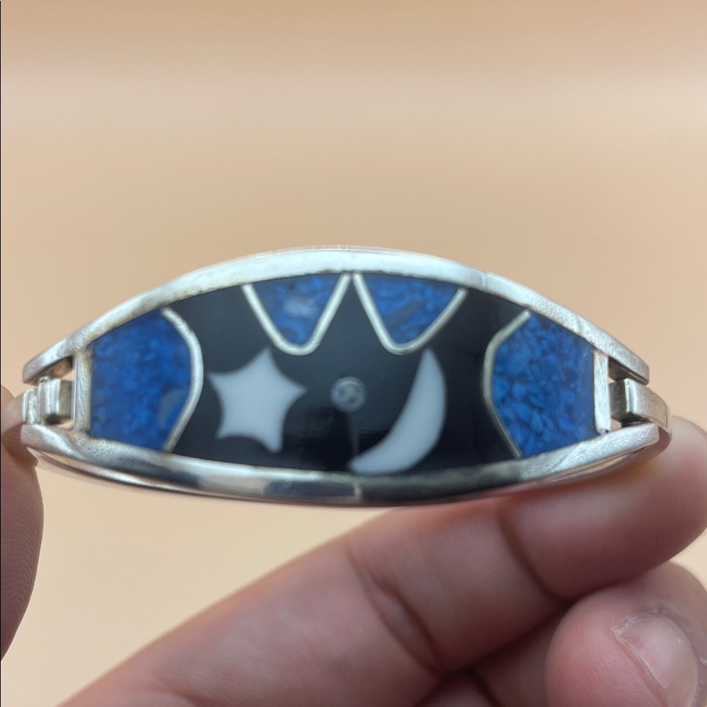 Silver, Blue, Black Celestial Mexico Alpaca Bracelet M67